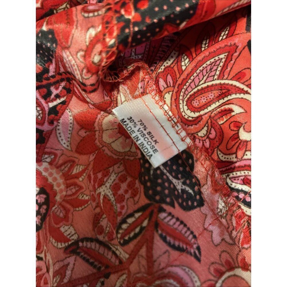 Womens Red Black White Paisley Pattern Long Sleeve Silk Wrap Dress 4 Small - Picture 3 of 5